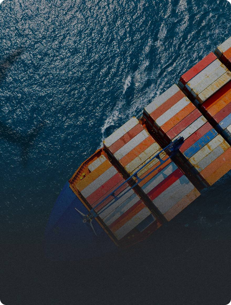 aerial view of ship with dark overlay